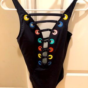 Black one piece bathing suit